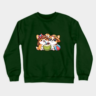 Corgi summer date Crewneck Sweatshirt